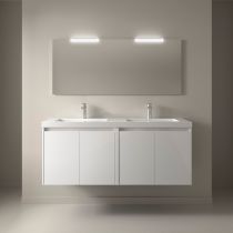 Ensemble COMPLET NOJA 141cm Blanc brillant meuble 4 portes + vasque + miroir + Led - SALGAR Réf. 105309