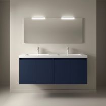 Ensemble COMPLET NOJA 141cm Bleu satiné meuble 4 portes + vasque + miroir + Led - SALGARRéf. 105312