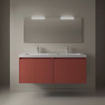 Ensemble COMPLET NOJA 141cm Rouge satiné meuble 4 portes + vasque + miroir + Led - SALGAR Réf. 105314