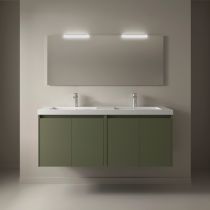 Ensemble COMPLET NOJA 141cm Vert satiné meuble 4 portes + vasque + miroir + Led - SALGAR Réf. 105313