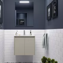 Ensemble COMPLET NOJA 71cm Gris satin&eacute; meuble 2 porte + vasque + miroir + Led - SALGAR R&eacute;f. 118560