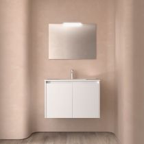 Ensemble COMPLET NOJA 81cm Blanc satiné meuble 2 porte + vasque + miroir + Led - SALGAR Réf. 105292