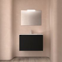 Ensemble COMPLET NOJA 81cm Noir satiné meuble 2 porte + vasque + miroir + Led - SALGAR Réf. 105293