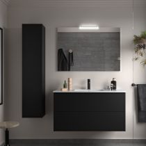 Ensemble COMPLET OPTIMUS 101cm meuble 2 tiroirs Noir satiné + vasque + miroir + Led - SALGAR Réf. 104640