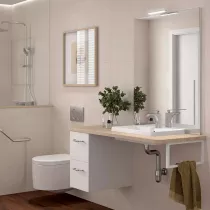 	Ensemble EASY BATH 120cm plan Ch&ecirc;ne Sienna + vasque + miroir + led + coquette &agrave; gauche - SALGAR R&eacute;f. 119293