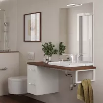 Ensemble EASY BATH 120cm plan Noyer maya + vasque + miroir + led + coquette &agrave; gauche - SALGAR R&eacute;f. 119292