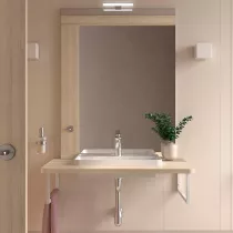 Ensemble EASY BATH 90cm plan Ch&ecirc;ne Sienna + vasque + miroir + led - SALGAR R&eacute;f. 119287