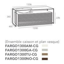 Ensemble Fargo 130cm 1 tiroir Gris aloé poudré + plan vasque gauche - O\'DESIGN Réf. FARGO1300GACG