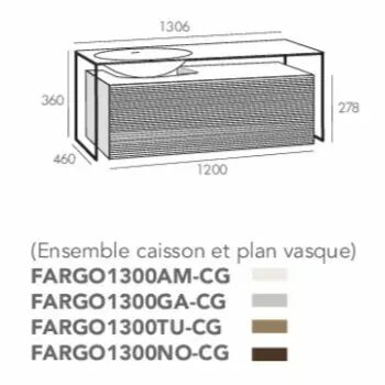 Ensemble Fargo 130cm 1 tiroir Noyer + plan vasque gauche - O\'DESIGN R�f. FARGO1300NOCG
