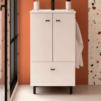 Ensemble INARA 50cm Blanc satin&eacute; meuble 2 portes 1 tiroir + vasque  - SALGAR R&eacute;f. 113719