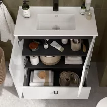 Ensemble INARA 70cm Blanc satin&eacute; meuble 2 portes 1 tiroir + vasque - SALGAR R&eacute;f. 113723
