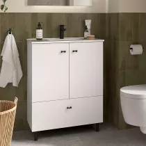 Ensemble INARA 70cm Blanc satin&eacute; meuble 2 portes 1 tiroir + vasque - SALGAR R&eacute;f. 113723