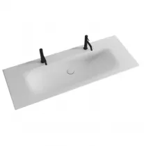 Ensemble LEVANTO 121cm meuble 2 tiroirs + plan-vasque (perçé 1 ou 2 trous) - Décor bois strié (2 finitions au choix) - DECOTEC