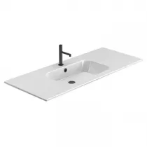 Ensemble LEVANTO 121cm meuble 2 tiroirs + plan-vasque (perçé 1 ou 2 trous) - Laque extra-mate (4 finitions au choix) - DECOTEC