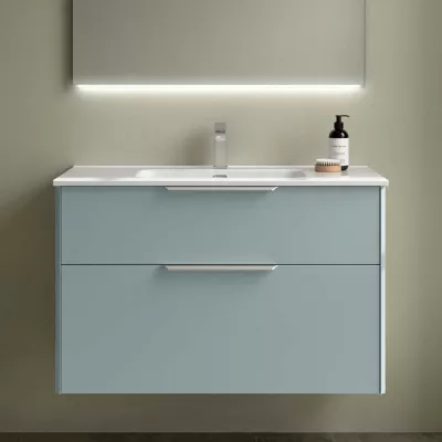 Ensemble LUVA 101cm Aqua meuble 2 tiroirs + vasque (poign�es en option) - SALGAR R�f. 119754