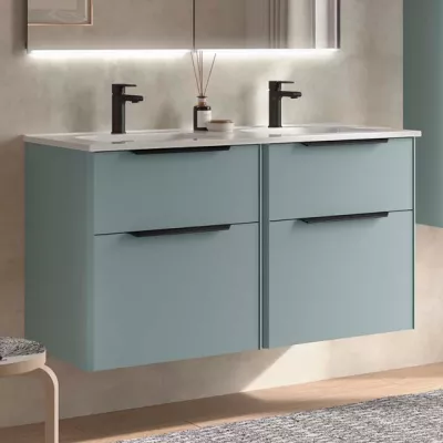 Ensemble LUVA 121cm Aqua meuble 4 tiroirs + vasque (poign�es en option) - SALGAR R�f. 119764