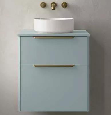 Ensemble LUVA 61cm Aqua meuble 2 tiroirs + plan (poign�es et vasque en option) - SALGAR R�f. 119756