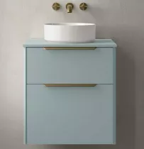Ensemble LUVA 61cm Aqua meuble 2 tiroirs + plan (poign&eacute;es et vasque en option) - SALGAR R&eacute;f. 119756