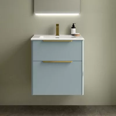 Ensemble LUVA 61cm Aqua meuble 2 tiroirs + vasque (poign�es en option) - SALGAR R�f. 119750