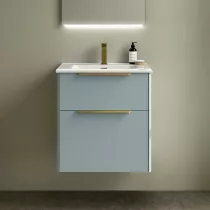 Ensemble LUVA 61cm Aqua meuble 2 tiroirs + vasque (poign&eacute;es en option) - SALGAR R&eacute;f. 119750