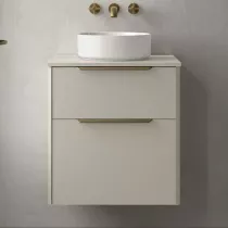 Ensemble LUVA 61cm Gris satin&eacute; meuble 2 tiroirs + plan (poign&eacute;es et vasque en option)  - SALGAR R&eacute;f. 119755