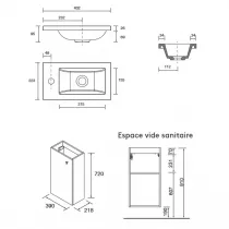 Ensemble meuble + vasque Marville 40cm 1 porte Blanc satin&eacute; - SALGAR R&eacute;f. 104997