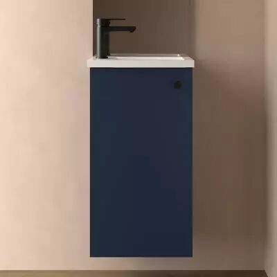 Ensemble meuble + vasque Marville 40cm 1 porte Bleu satin� - SALGAR R�f. 104999