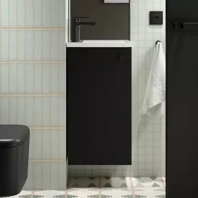 Ensemble meuble + vasque Marville 40cm 1 porte Noir satin� - SALGAR R�f. 104998