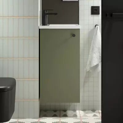 Ensemble meuble + vasque Marville 40cm 1 porte Vert satin� - SALGAR R�f. 105000