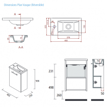 Ensemble meuble + vasque Micro 40cm 1 porte Blanc brillant - SALGAR Réf. 22520