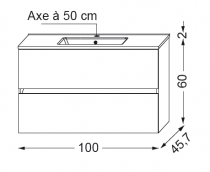 Ensemble meuble Nolita 100cm 2 tiroirs + plan vasque SANIJURA Réf. 537043