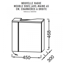 Ensemble meuble Nouvelle Vague 45 cm 1 porte Finition mélaminé ou laque + lave-mains céramique - JACOB DELAFON