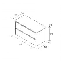 Ensemble NOJA 100cm meuble 2 tiroirs Blanc brillant + plan (vasque & miroir en option) - Salgar Réf. 105507