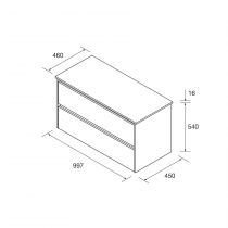 Ensemble NOJA 100cm meuble 2 tiroirs Blanc brillant + plan (vasque & miroir en option) - Salgar Réf. 105507