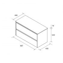 Ensemble NOJA 100cm meuble 2 tiroirs Blanc brillant + plan (vasque & miroir en option) - Salgar Réf. 105507