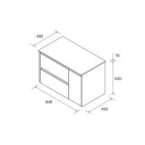 Ensemble NOJA 100cm meuble 2 tiroirs Blanc brillant + plan (vasque & miroir en option) - Salgar Réf. 105507