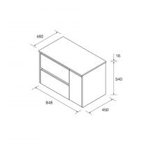 Ensemble NOJA 100cm meuble 2 tiroirs Blanc brillant + plan (vasque & miroir en option) - Salgar Réf. 105507