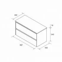Ensemble NOJA 100cm meuble 2 tiroirs Blanc brillant + plan (vasque & miroir en option) - Salgar R&eacute;f. 105507