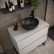 Ensemble NOJA 100cm meuble 2 tiroirs Blanc satiné + plan (vasque & miroir en option) - Salgar Réf. 105508