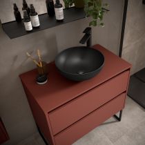 Ensemble NOJA 100cm meuble 2 tiroirs Rouge satiné + plan (vasque & miroir en option) - Salgar Réf. 105512