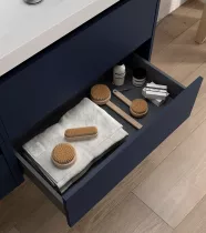 Ensemble NOJA 101cm meuble 2 tiroirs Bleu satin&eacute; + vasque (miroir en option) - SALGAR R&eacute;f. 106091