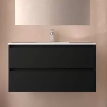 Ensemble NOJA 101cm meuble 2 tiroirs Noir satin&eacute; + vasque (miroir en option) - SALGAR R&eacute;f. 106090