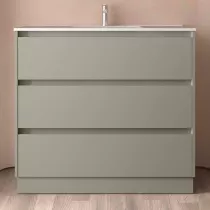 Ensemble NOJA 101cm meuble 3 tiroirs Gris satin&eacute; + vasque (plinthe & miroir en option) - SALGAR R&eacute;f. 118474