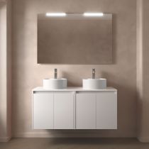 Ensemble NOJA 120cm meuble 4 portes Blanc brillant + plan (vasques & miroir en option) - Salgar Réf. 105561