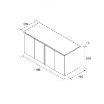 Ensemble NOJA 120cm meuble 4 portes Blanc brillant + plan (vasques & miroir en option) - Salgar Réf. 105561