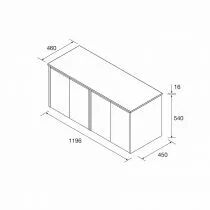 Ensemble NOJA 120cm meuble 4 portes Blanc brillant + plan (vasques & miroir en option) - Salgar R&eacute;f. 105561
