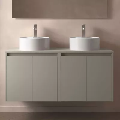 Ensemble NOJA 120cm meuble 4 portes Gris satin� + plan (vasques & miroir en option) - Salgar R�f. 118479