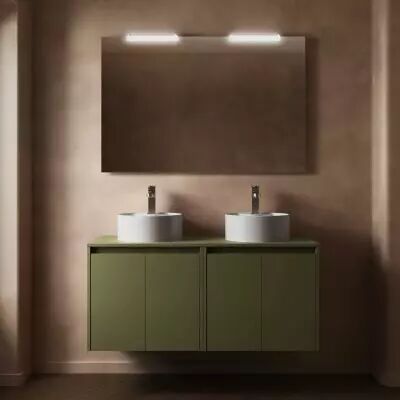 Ensemble NOJA 120cm meuble 4 portes Vert satin� + plan (vasques & miroir en option) - Salgar R�f. 105565