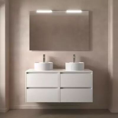 Ensemble NOJA 120cm meuble 4 tiroirs Blanc brillant + plan (vasques & miroir en option) - Salgar R�f. 105516
