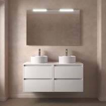 Ensemble NOJA 120cm meuble 4 tiroirs Blanc brillant + plan (vasques & miroir en option) - Salgar Réf. 105516